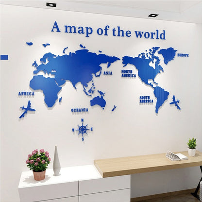 World Map Acrylic 3D Solid Crystal Bedroom Wall With Living Room Classroom Stickers Office Decoration Ideas