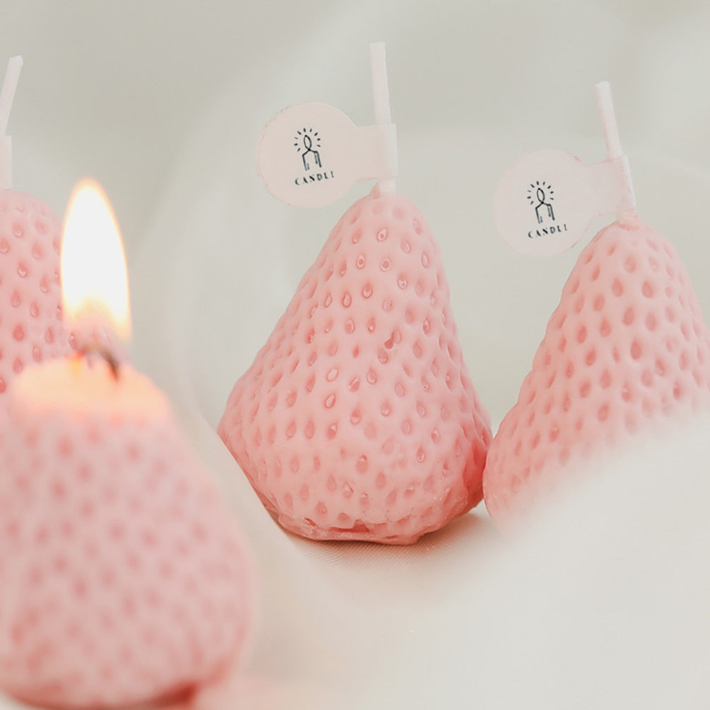 1PC/4PCS Strawberry Decorative Aromatic Candles Soy Wax Scented Candle for Birthday Wedding Candle