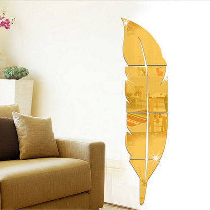 Fashion DIY Feather 3D Mirror Wall Sticker for Living Room Art Home Decor Vinyl Decal Acrylic Sticker Mural Wall Decor Wallpaper