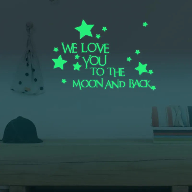 Luminous Moon and Stars Wall Stickers for Kids Room Baby Nursery Home Decoration Wall Decals Glow in the Dark Bedroom Ceiling