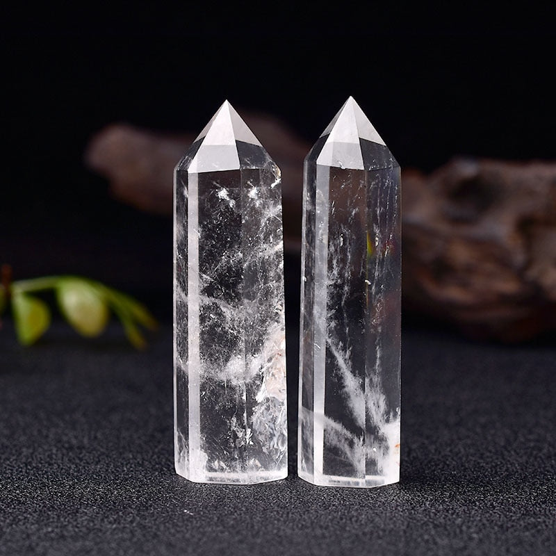 Natural Crystal Clear Quartz Transparency Quartz Point Healing Stone Hexagonal Prisms 50-80mm Obelisk Wand Stone Home Decor 1PC