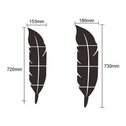 Fashion DIY Feather 3D Mirror Wall Sticker for Living Room Art Home Decor Vinyl Decal Acrylic Sticker Mural Wall Decor Wallpaper