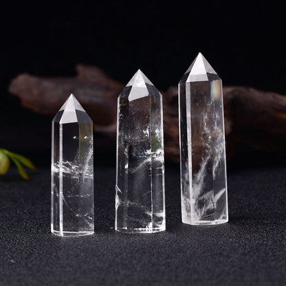 Natural Crystal Clear Quartz Transparency Quartz Point Healing Stone Hexagonal Prisms 50-80mm Obelisk Wand Stone Home Decor 1PC