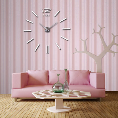 Big acrylic mirror wall clock brief diy quartz watch