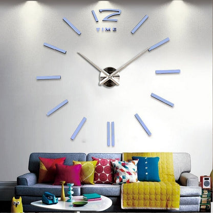 Big acrylic mirror wall clock brief diy quartz watch