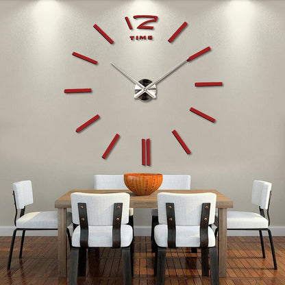 Big acrylic mirror wall clock brief diy quartz watch