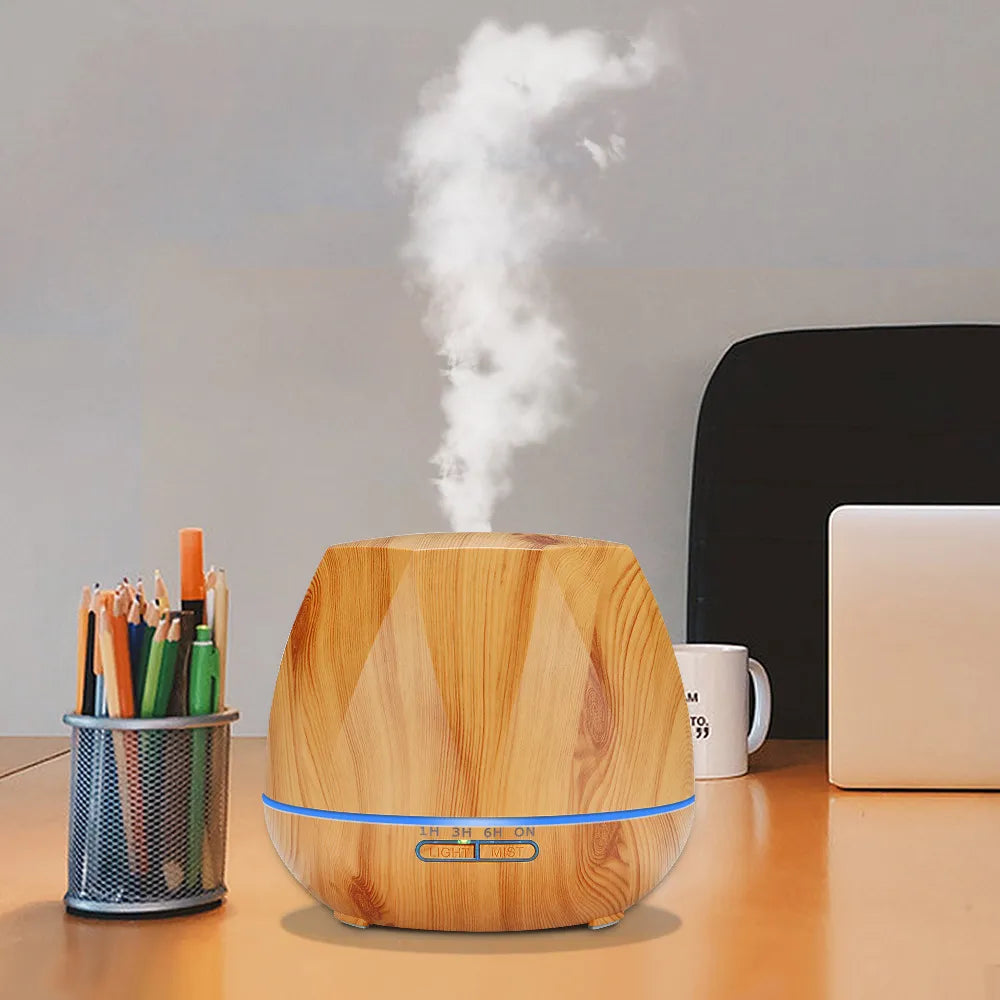 550ml Air Humidifier Essential Oil Diffuser Ultrasonic Cool Mist Humidifier LED Night Light for Office Home Bedroom Living Room