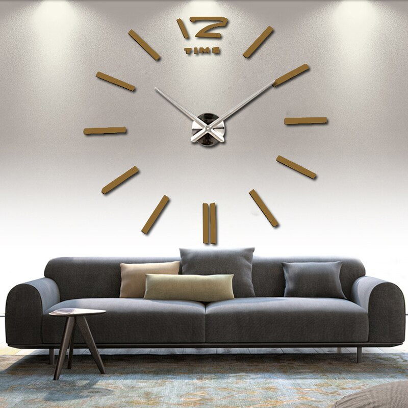 Big acrylic mirror wall clock brief diy quartz watch