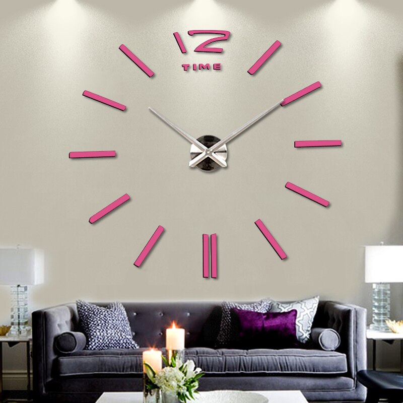 Big acrylic mirror wall clock brief diy quartz watch