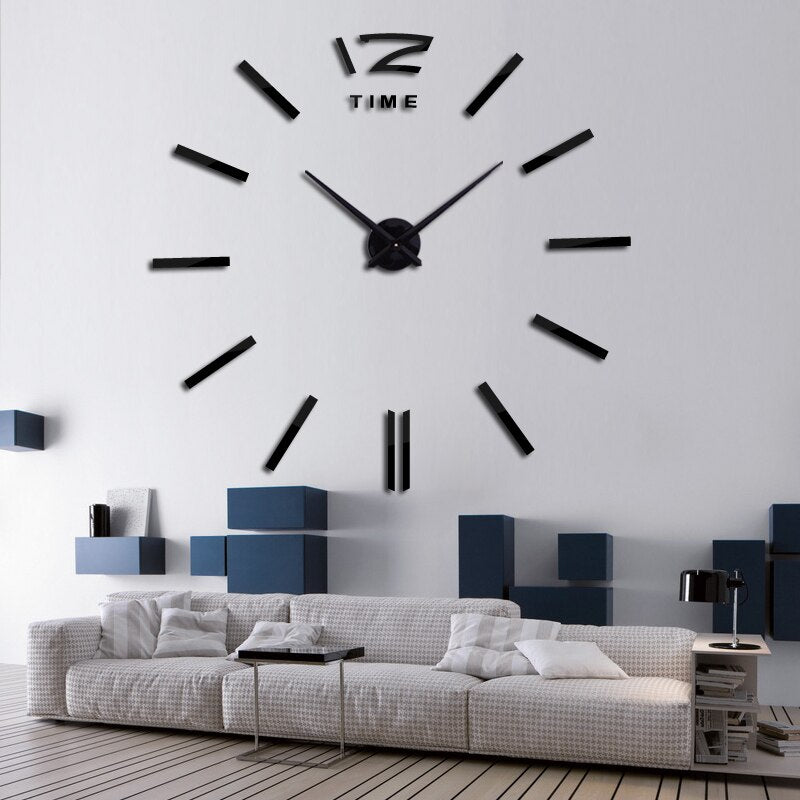 Big acrylic mirror wall clock brief diy quartz watch