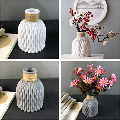 Modern Flower Vase Imitation Ceramic Flower Pot Decoration Home Plastic Vase Flower Arrangement Nordic Style Home Decoration