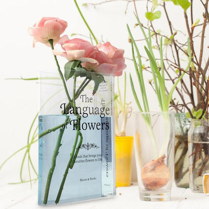 Clear Book Vase, Clear Book Flower Vase, Clear Book Vase for Flowers, Cute Bookshelf Decor for Floral Arrangement Home Decor