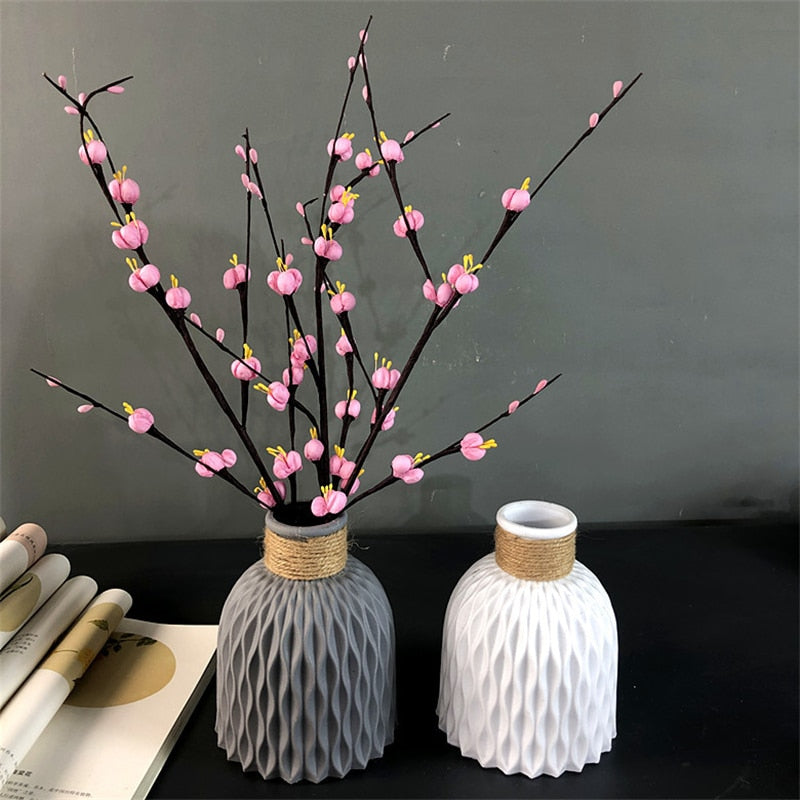 Modern Flower Vase Imitation Ceramic Flower Pot Decoration Home Plastic Vase Flower Arrangement Nordic Style Home Decoration