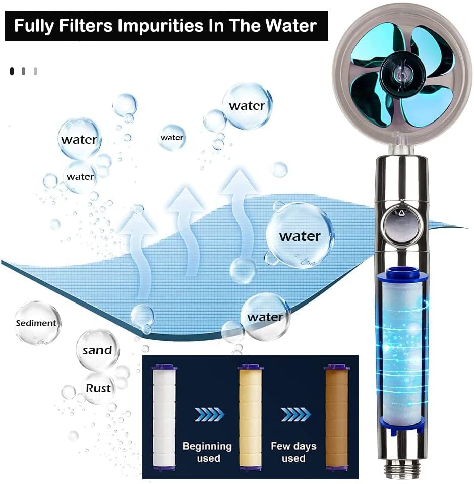 2022 Shower Head 360 Degree Rotation Water Saving Flow Turbofan Hydraulic Injection High Pressure Sprayer Bathroom Accessories